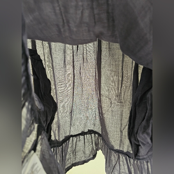 Velvet Gray Embroidered Sheer Dress Boho Festival Spring Pockets Size Small - Picture 9 of 11